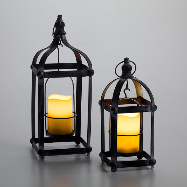 Breakwater Bay 2 Piece Metal Tabletop Lantern Set with Candle Included